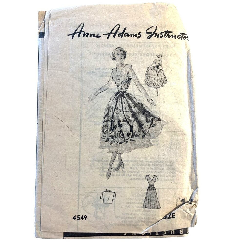 Anne Adams 4549 Full Skirt Sleeveless Dress Bolero Cropped Jacket Bust 32 RARE